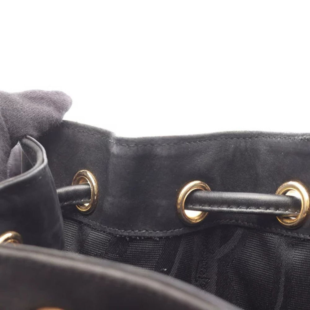 Salvatore Ferragamo Shoulder Bag Suede Black Vara - Picture 7 of 10